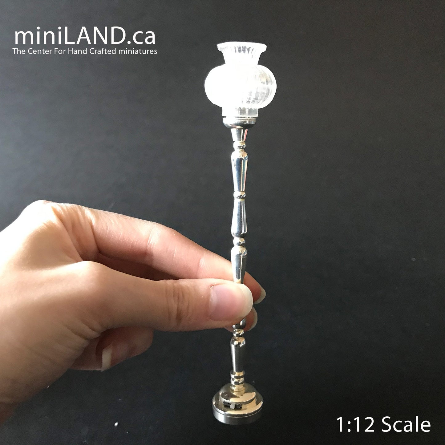 Floor light Silver LED Super bright standing floor lamp with on/off switch for 1:12 scale dollhouse miniatures