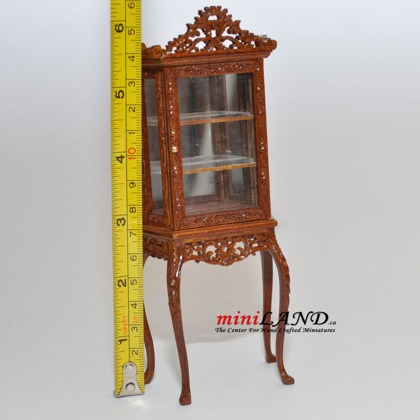 Fine Quality Etagere china display WN for Dollhouse miniature 1:12 scale handcrafted walnut