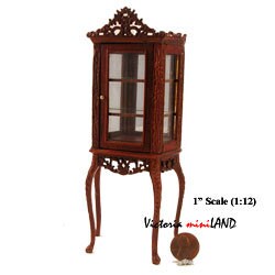 Fine Quality Etagere china display WN for Dollhouse miniature 1:12 scale handcrafted walnut