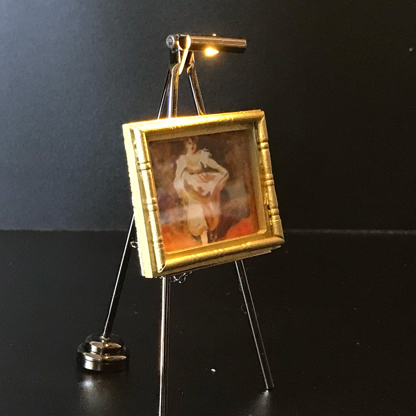 Chevalet lampe LED pour maison de poupée, lampe miniature à piles, interrupteur marche/arrêt, support de tableau, peinture super brillante, fonctionne avec piles