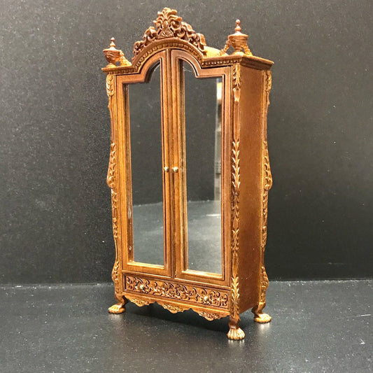 Armoire de qualité victorienne pour maison de poupée miniature à l'échelle 1:12, miroir de chambre à coucher en bois de noyer 4142WN