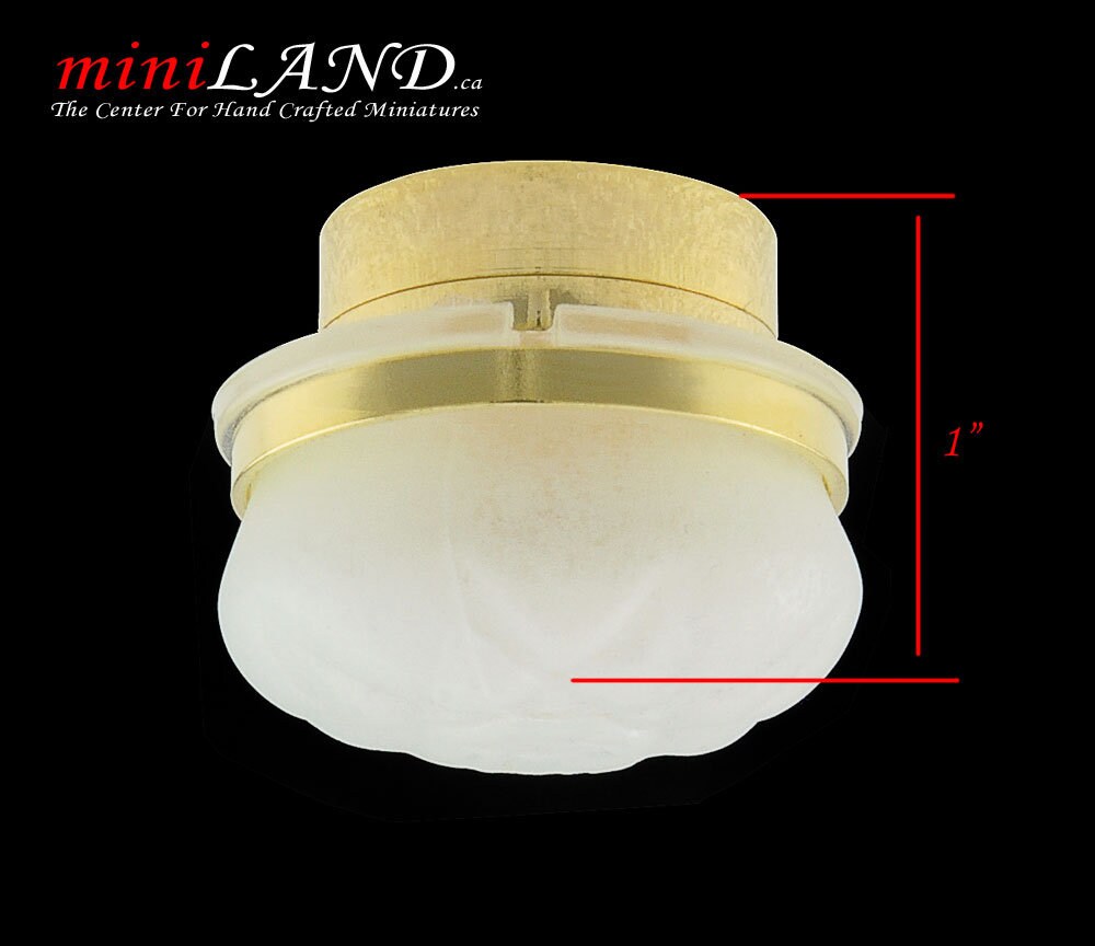 Plafonnier en laiton avec abat-jour givré, lumière LED super brillante avec interrupteur marche/arrêt pour miniatures de maison de poupée à l'échelle 1:12