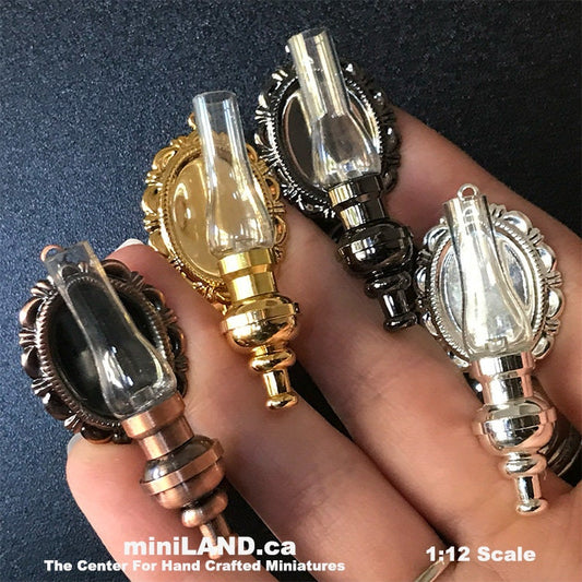 Wall sconce oil lamp clear glass LED super bright light with on/off switch for 1:12 scale dollhouse miniatures battery operated FA052004