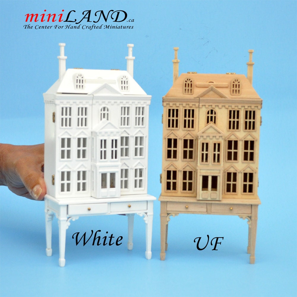Victorian Dollhouse for dollhouse with table WHITE 1:144 miniature house for 1/12 rooms V4023 WH