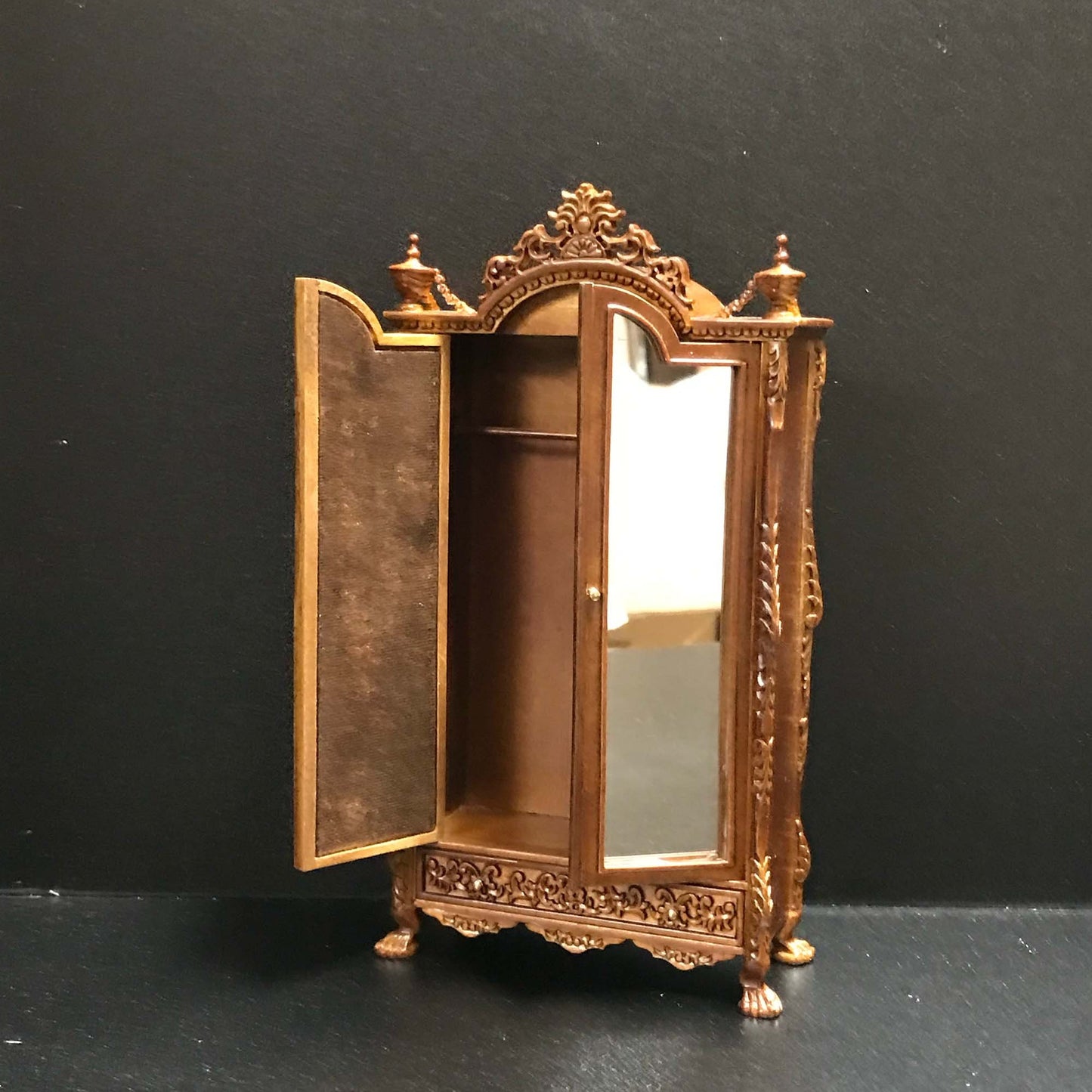 Victorian Quality WARDROBE for 1:12 Scale dollhouse miniature walnut wood bed room mirror 4142WN
