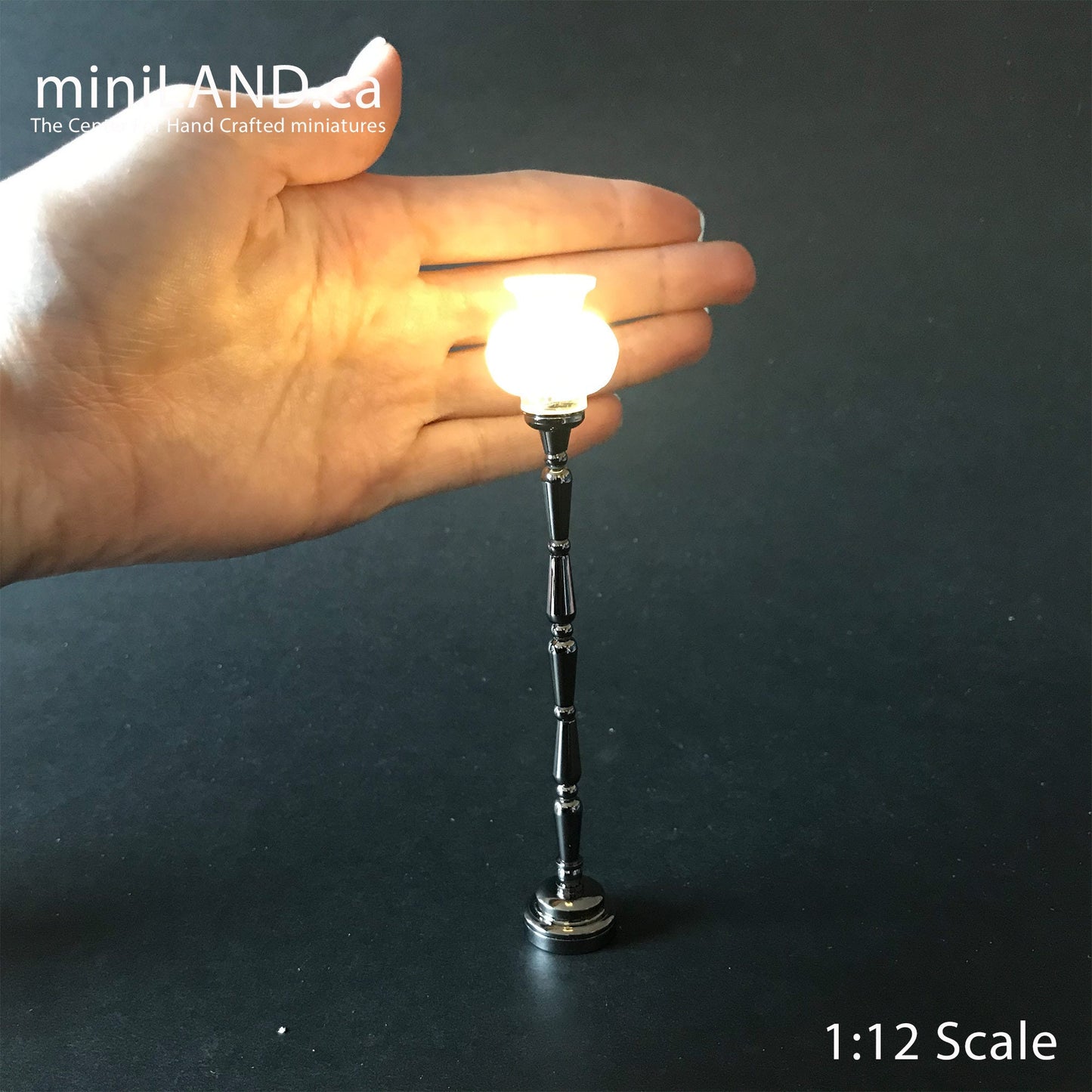 Floor light BLACK LED Super bright standing floor lamp with on/off switch for 1:12 scale dollhouse miniatures