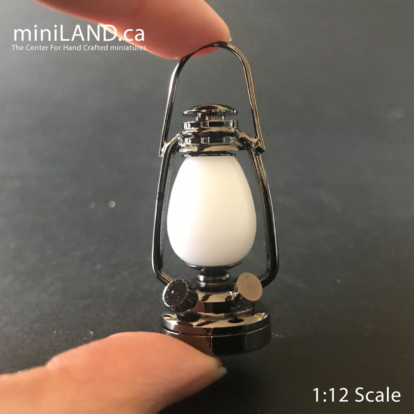 1/6 1:6 Lamp gunmetal BLACK light Super Bright battery operated LED oil lamp Dollhouse miniature lantern