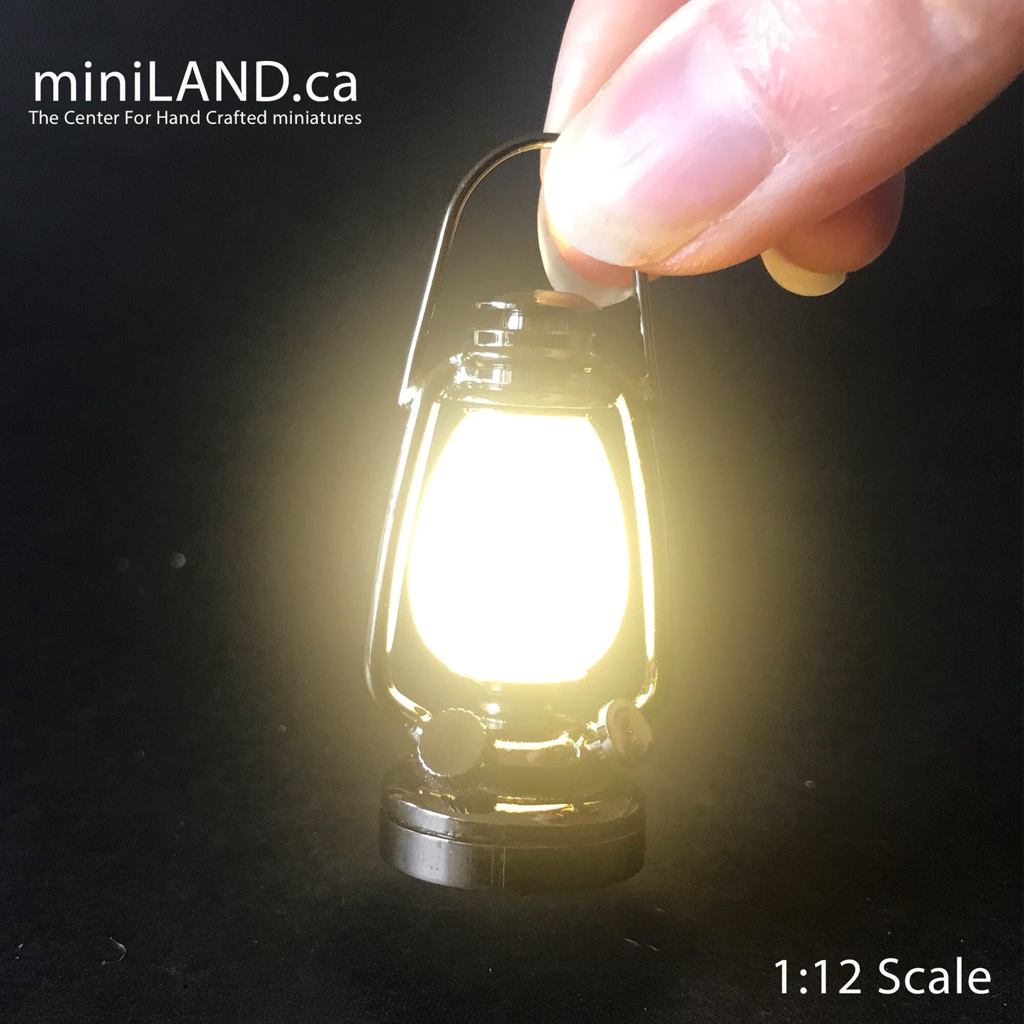 1/6 1:6 Lamp gunmetal BLACK light Super Bright battery operated LED oil lamp Dollhouse miniature lantern