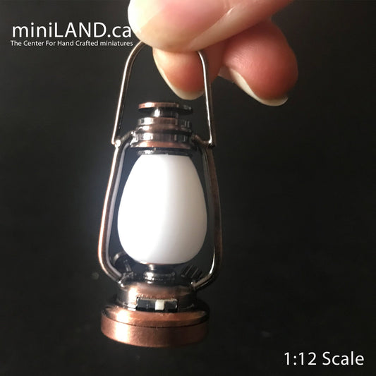 1/6 1:6 Lamp COPPER light Super Bright battery operated LED oil lamp Dollhouse miniature lantern