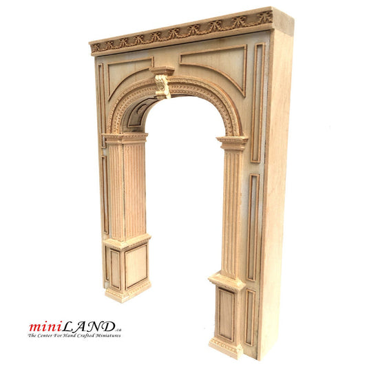 Cloison de séparation inachevée MANOR ARCHWAY - décorée des deux côtés 6,9"W 9108A UF porte miniature de maison de poupée à l'échelle 1:12