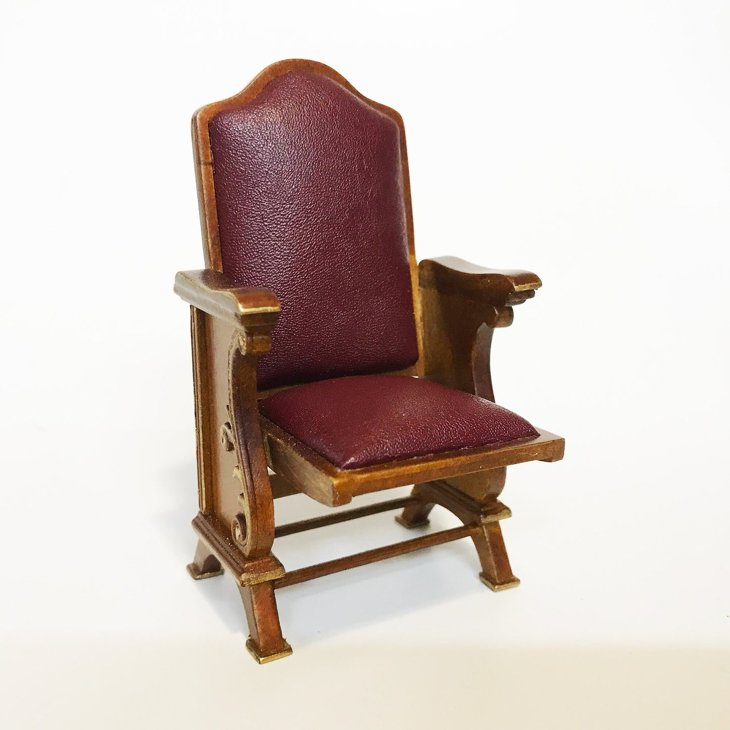 Miniature seats cinema theatre movies chairs for dollhouse 1:12 scale wood with leather