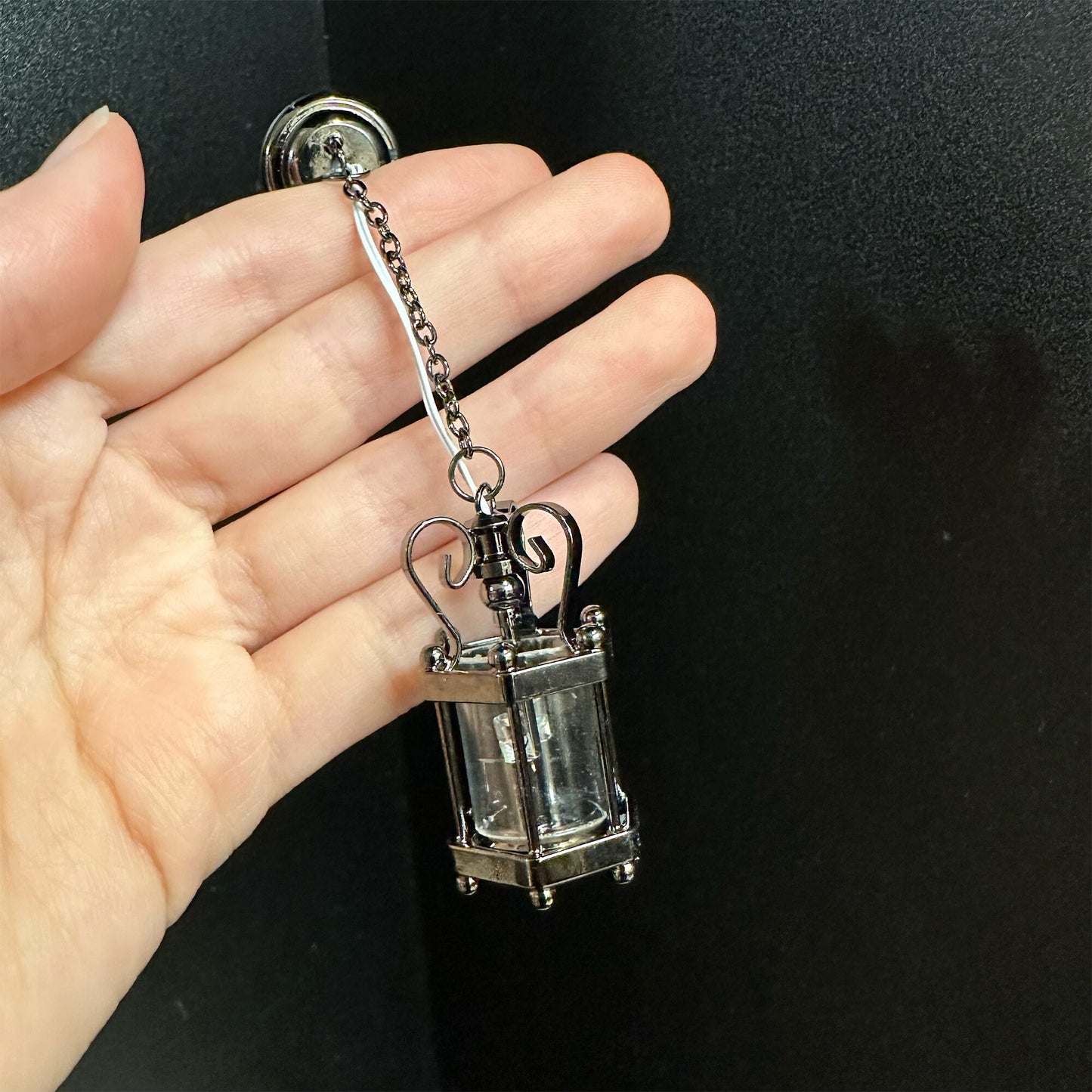 Hanging clear hexagonal lantern lamp ceiling LED Super bright light with On/off switch for dollhouse miniature 1:12 FA00001