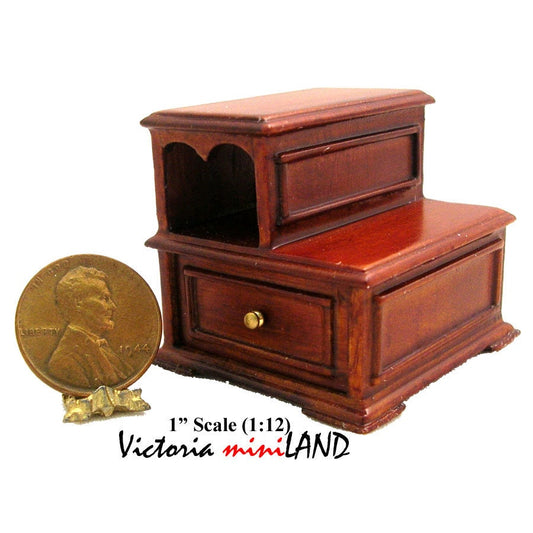 Marchepied de lit de qualité supérieure, échelle 1:12, miniature pour maison de poupée, 4626 WN, en bois de noyer
