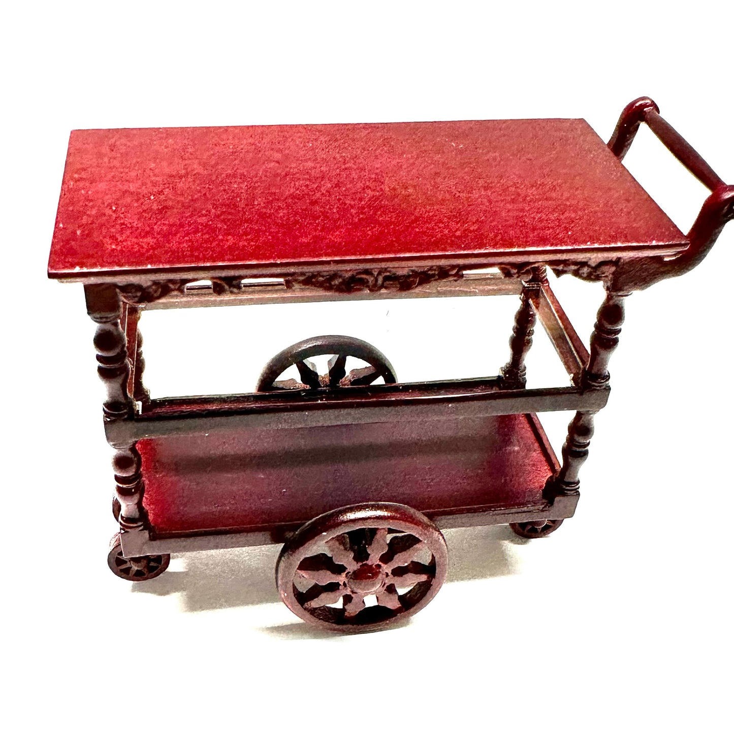 Tea Trolley Cart Quality Liquor service walnut or Mahogany 1:12 scale wheels