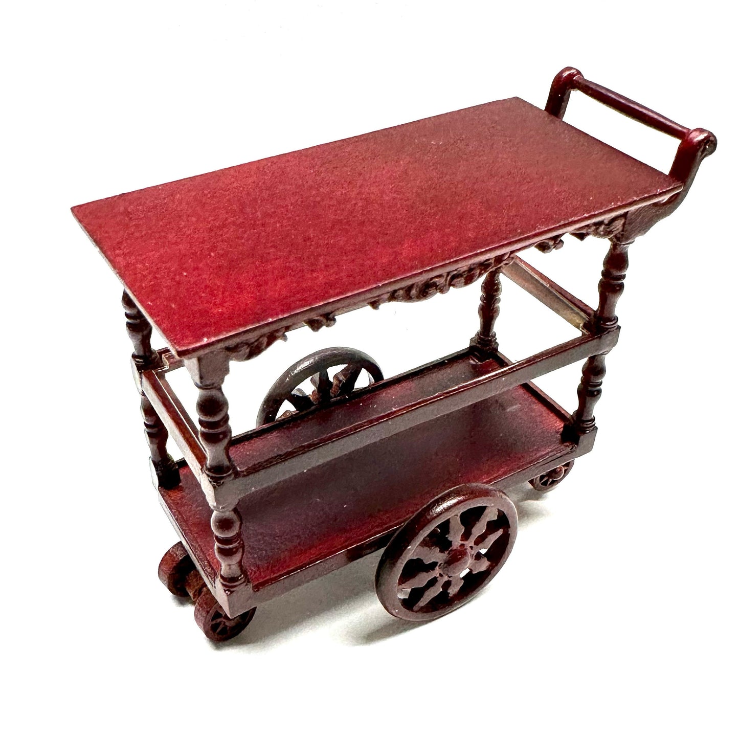Tea Trolley Cart Quality Liquor service walnut or Mahogany 1:12 scale wheels