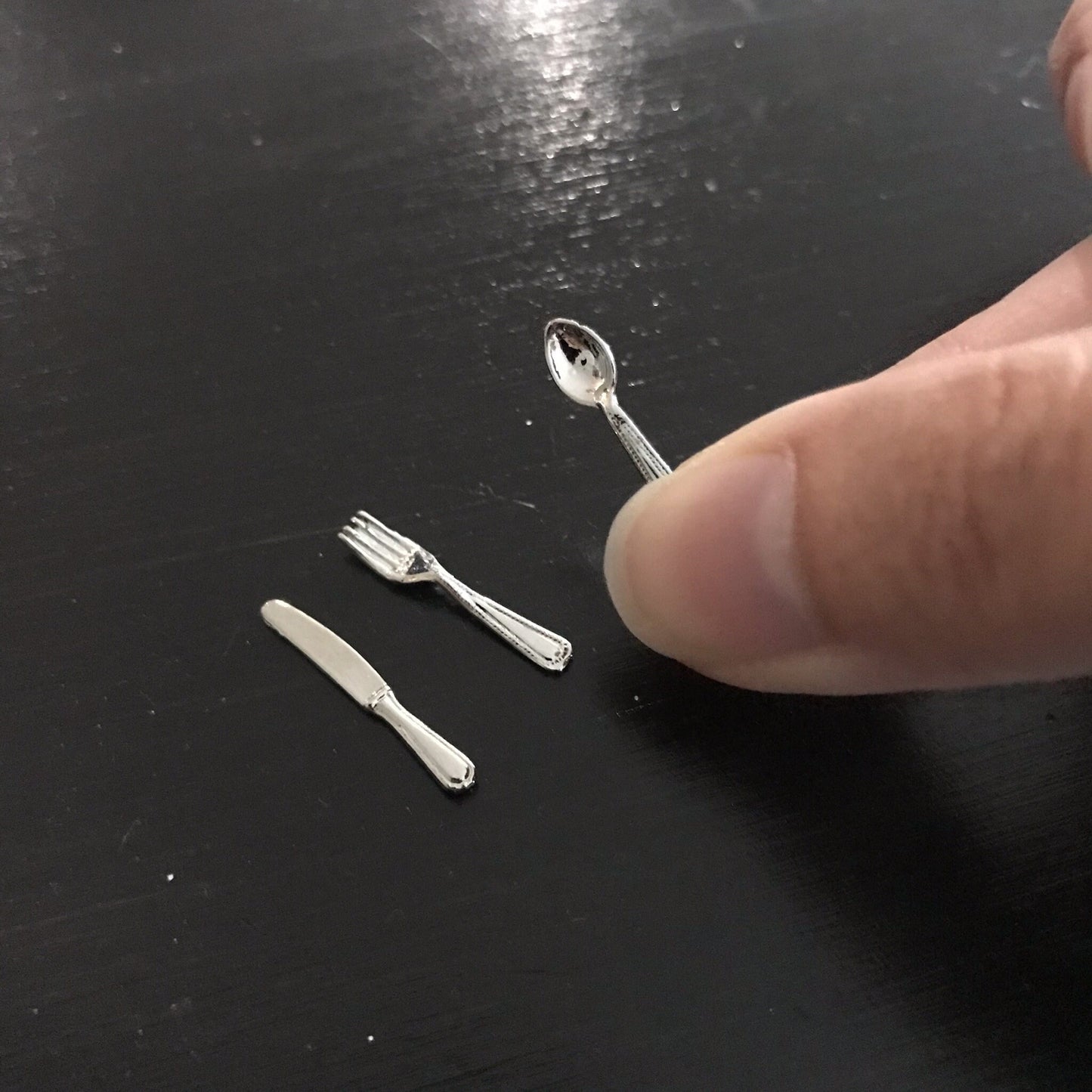 Mini set of cutlery fork knife spoon for a kitchen 1:12 Scale dollhouse miniature handmade food table setting loose