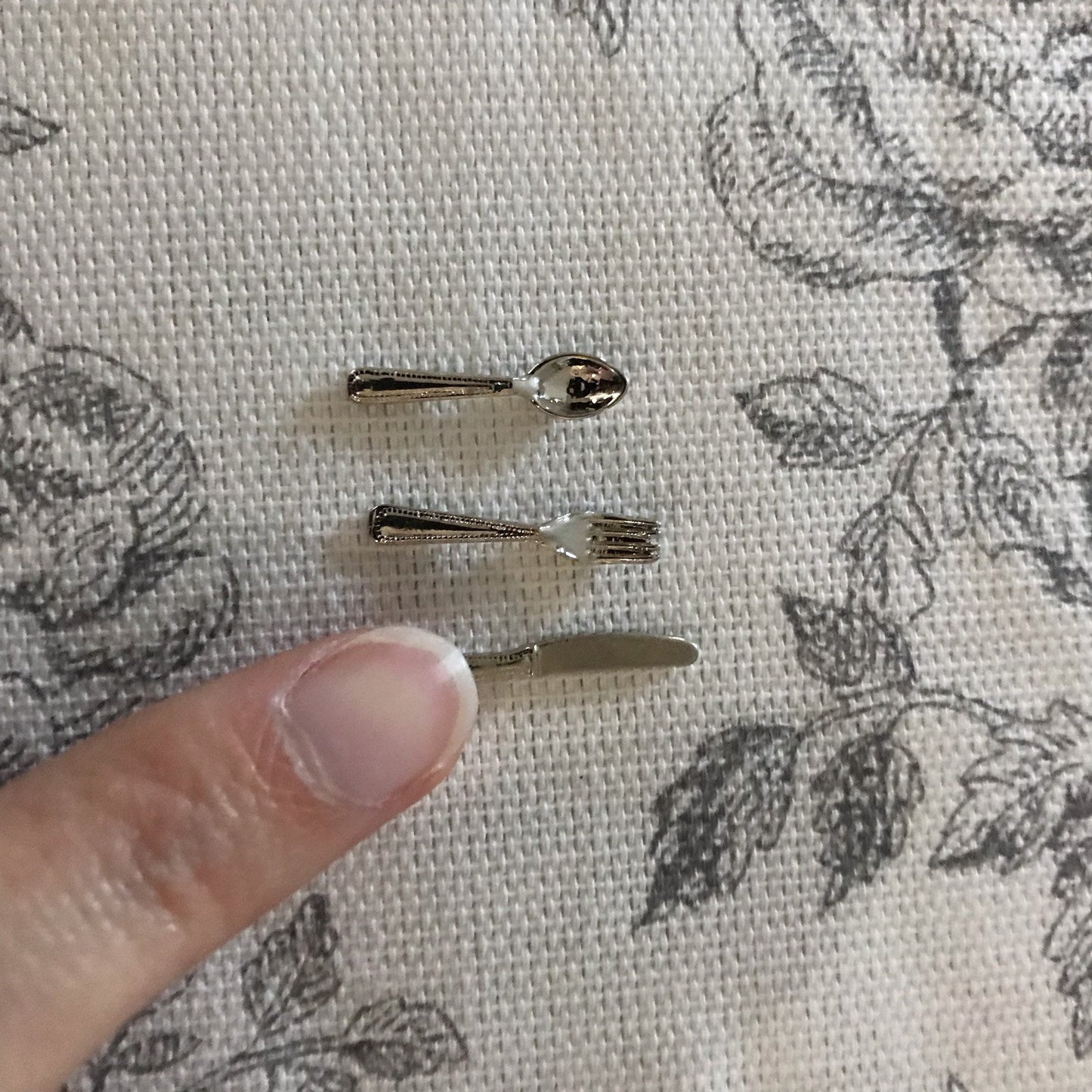 Mini set of cutlery fork knife spoon for a kitchen 1:12 Scale dollhouse miniature handmade food table setting loose