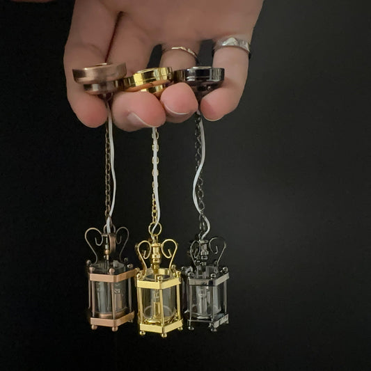 Hanging clear hexagonal lantern lamp ceiling LED Super bright light with On/off switch for dollhouse miniature 1:12 FA00001