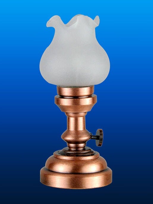 Kupferne Tulpentischlampe LED Superhell mit Ein-/Ausschalter für 1:12 Puppenhausminiatur