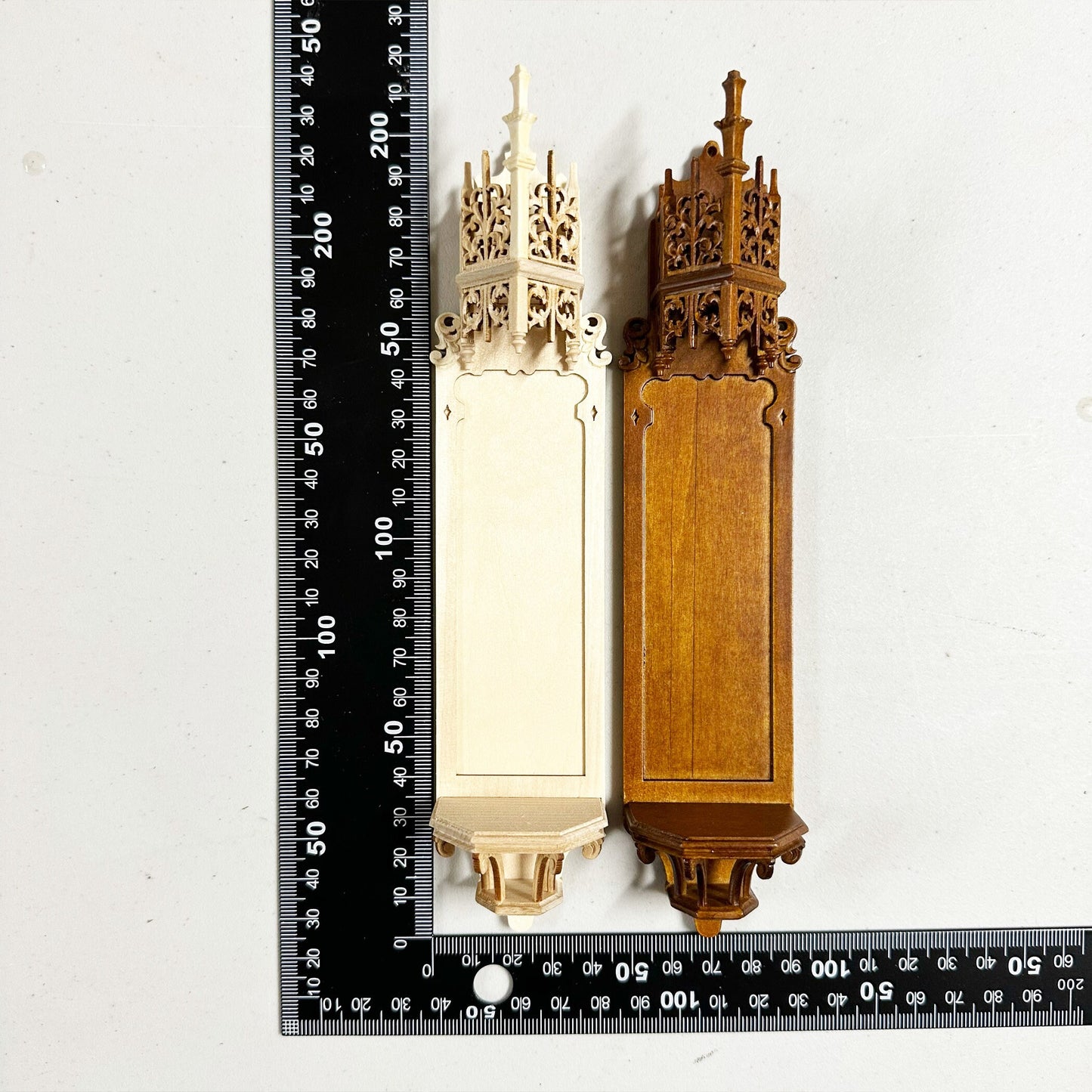 A niche for a statue walnut or Mahogany stain wooden Gothic 1:12 or 1/6 scale dollhouse miniature church Handcrafted