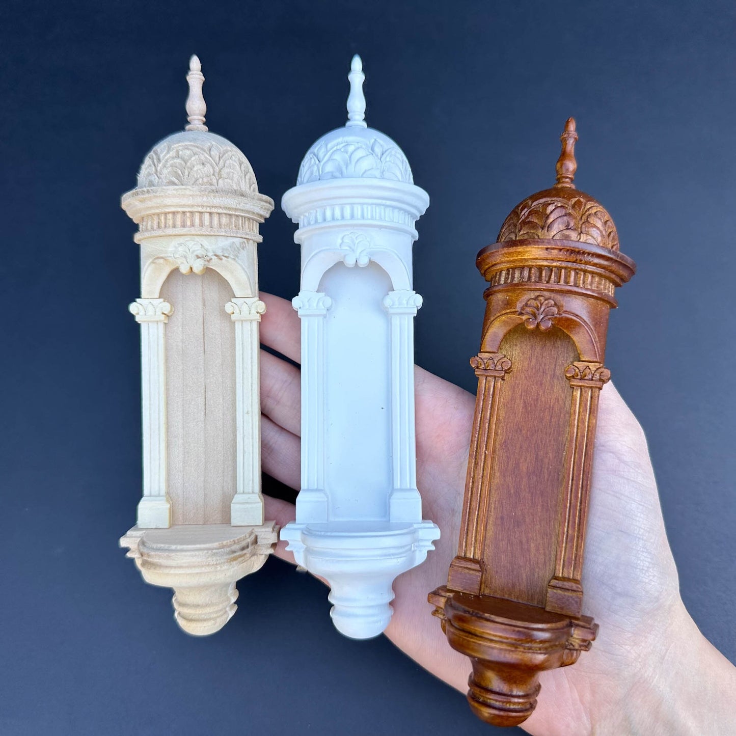 Large Wall niche for dollhouse miniatures 1:12 to 1/6 scales, walnut wall panel wood handcrafted