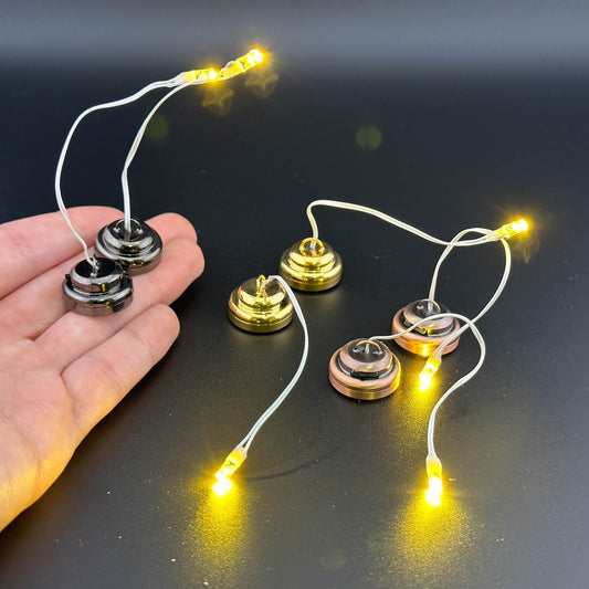 DIY dollhouse LONG LED on wire with On/off switch and battery .. for your own hanging light design in 1:12 scale. Set of 2. FA059189