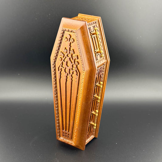 Coffin WN wood top Dollhouse miniature 1:12 scale fit Heidi Ott dolls funeral