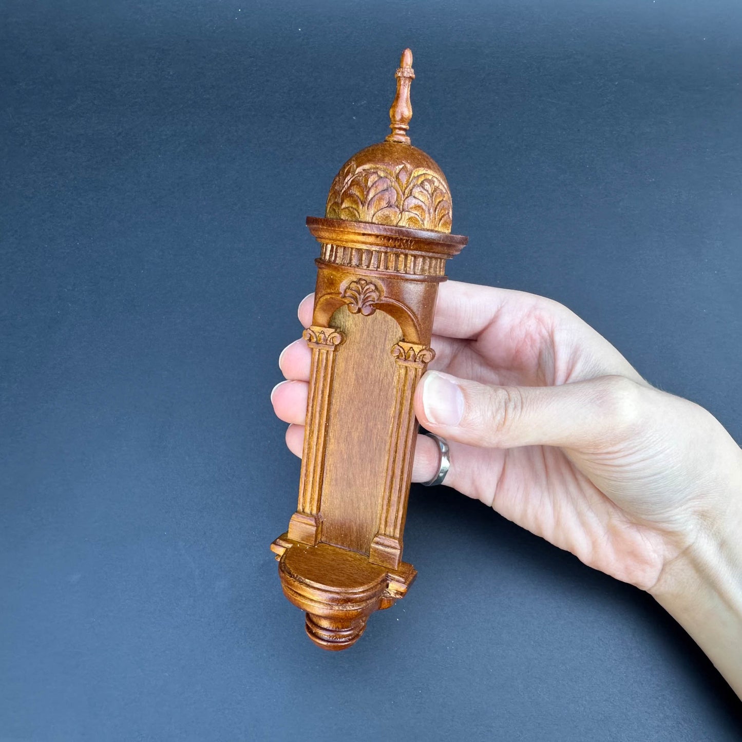 Large Wall niche for dollhouse miniatures 1:12 to 1/6 scales, walnut wall panel wood handcrafted