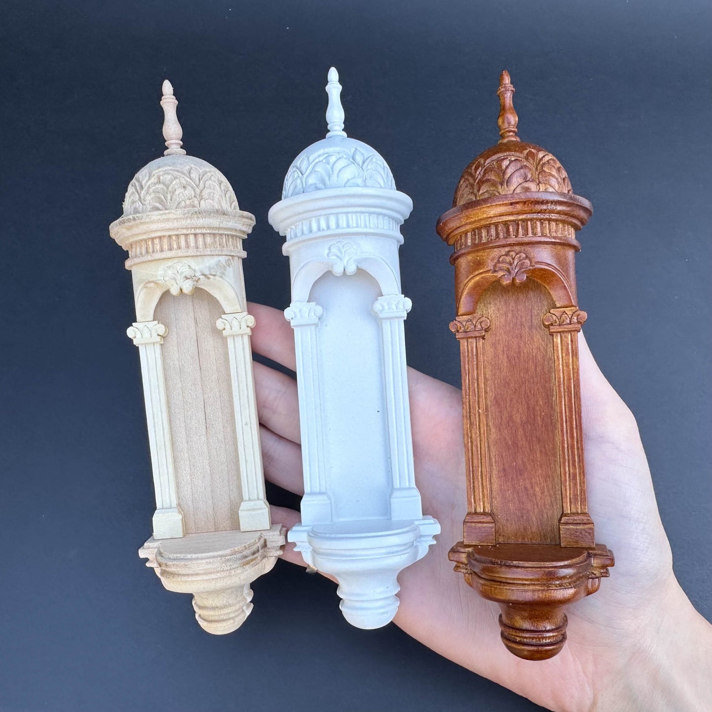 Large Wall niche for dollhouse miniatures 1:12 to 1/6 scales, walnut wall panel wood handcrafted