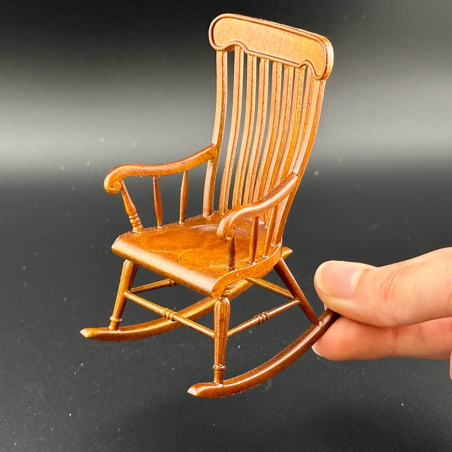 Victorian Windsor Rocking Chair for Dollhouse miniature 1:12 scale dolls baby Walnut Y8255