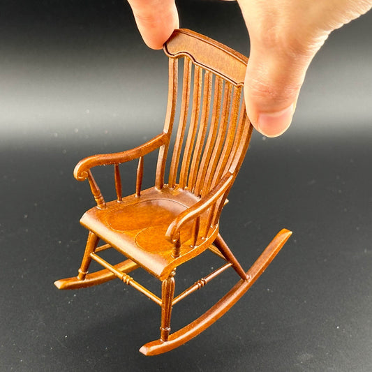 Victorian Windsor Rocking Chair for Dollhouse miniature 1:12 scale dolls baby Walnut Y8255