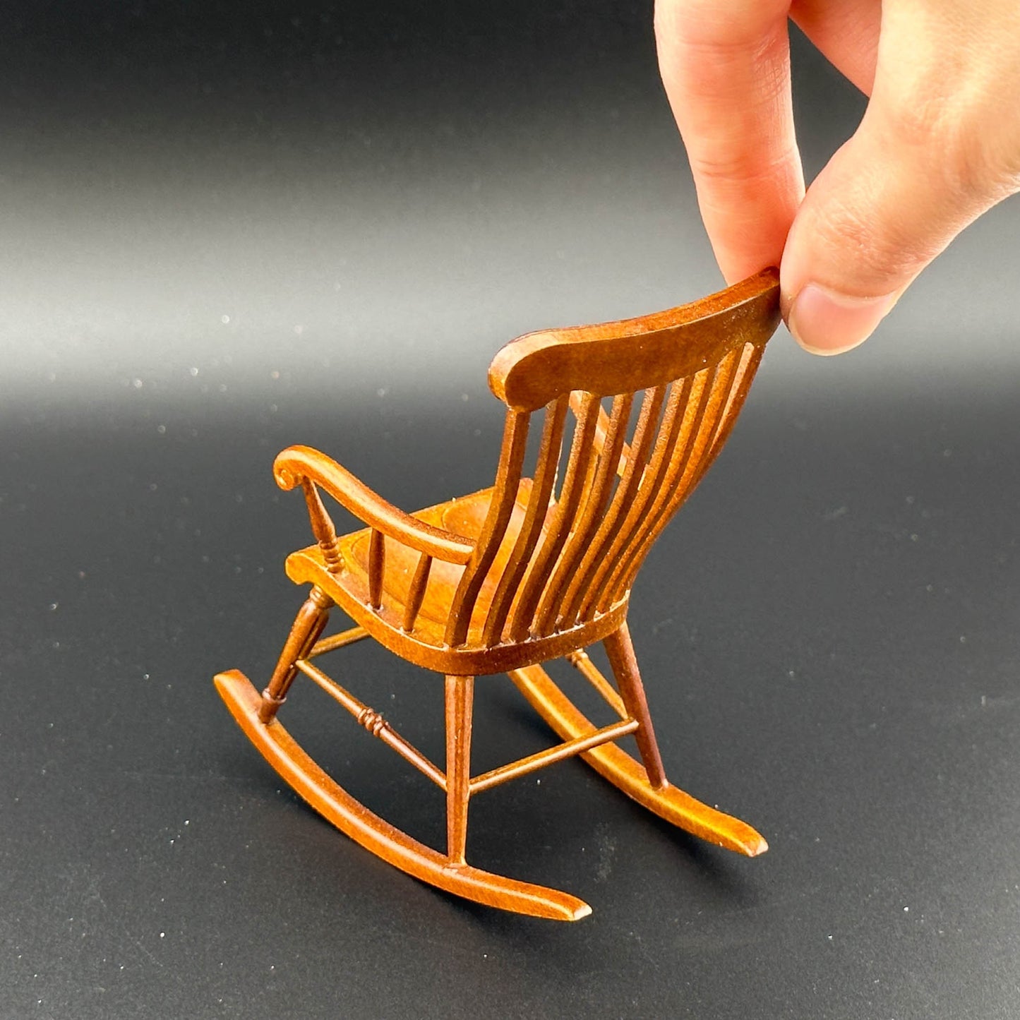 Victorian Windsor Rocking Chair for Dollhouse miniature 1:12 scale dolls baby Walnut Y8255