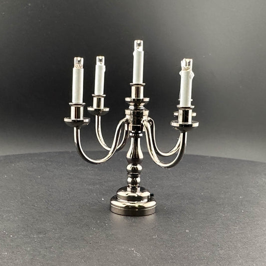 Candélabre noir bronze à 5 branches LED super lumineux avec interrupteur marche/arrêt pour bougie miniature de maison de poupée à l'échelle 1:12