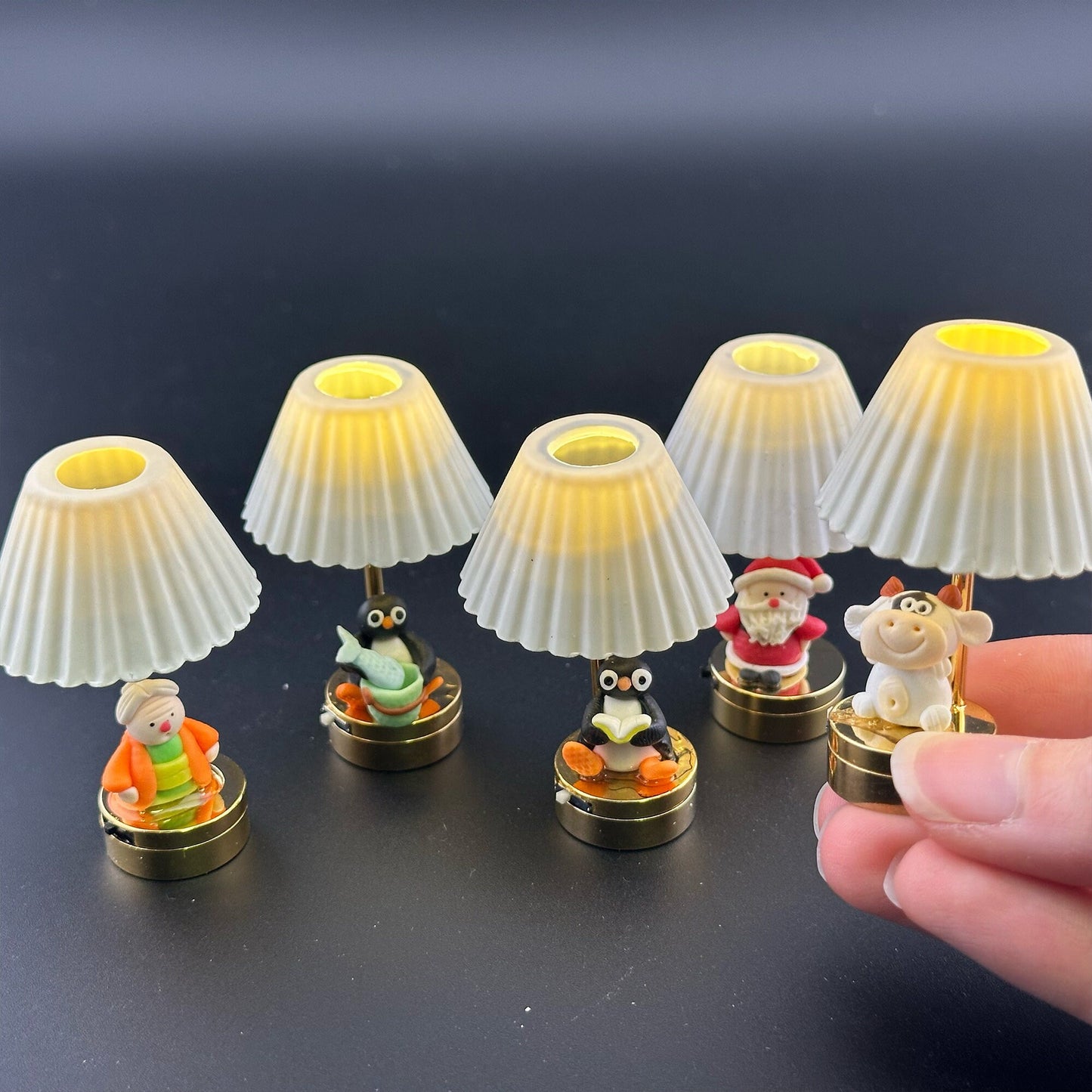 Dollhouse child baby nursery Lamp LED bright with On/off switch 1:12 dollhouse miniature 2.1"H battery operated