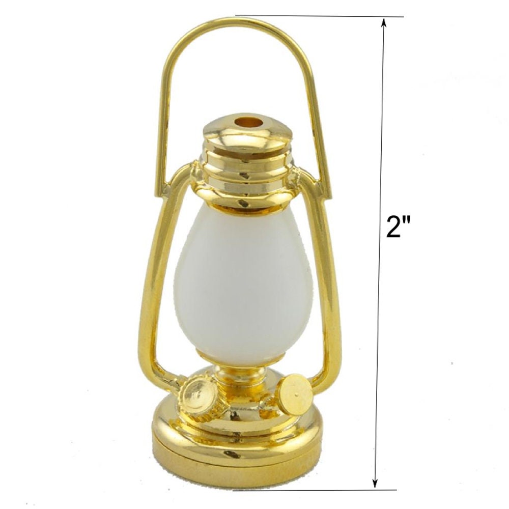1/6 1:6 Lamp BRASS light Super Bright oil lamp Dollhouse miniature lantern battery operated LED