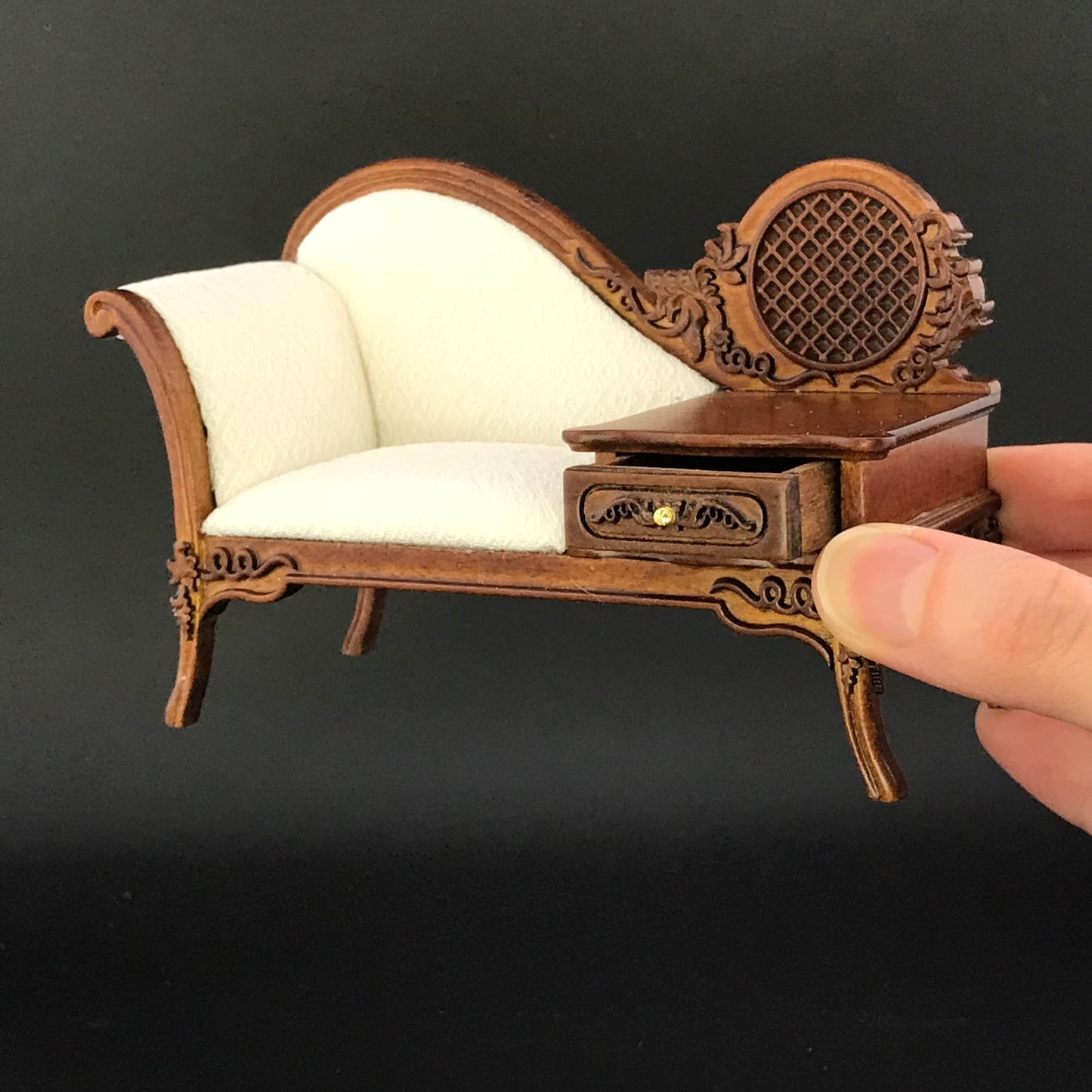 Victorian Parlor Phone Settee Chaise Lounge bench for 1:12 scale Miniature Furniture Y12005 WN chair Couch drawer