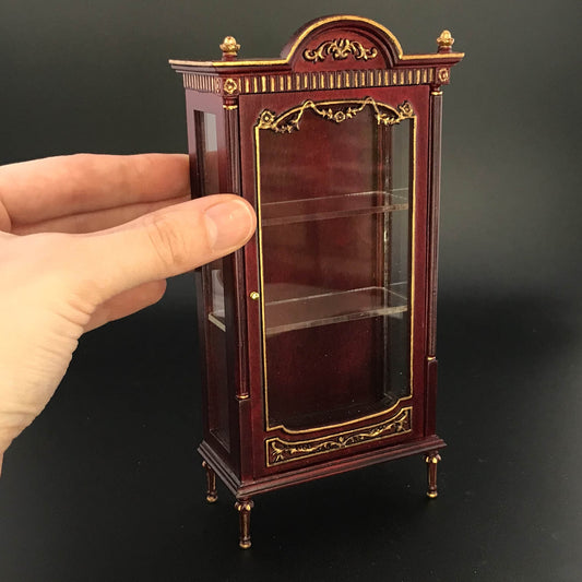 Vitrine victorienne Art Nouveau antique pour maison de poupée miniature en verre à l'échelle 1:12, acajou ou blanc Y3185