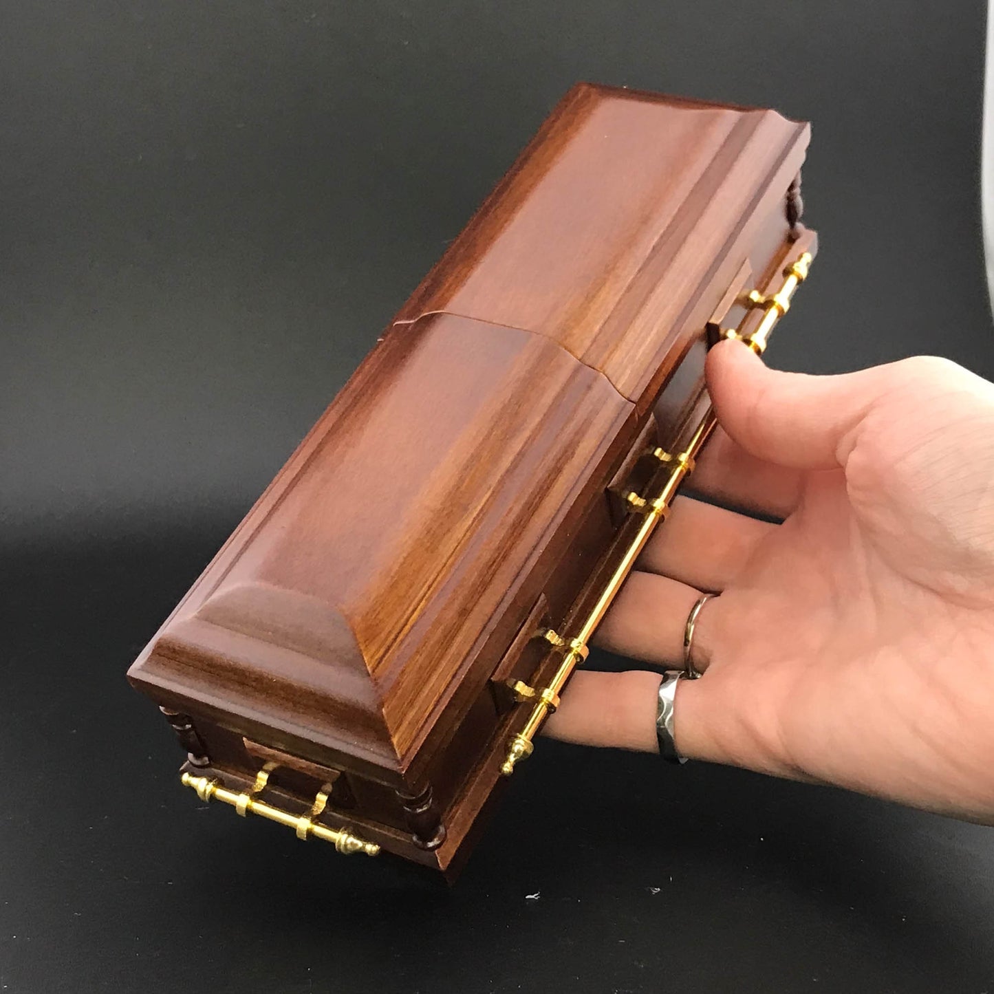 1:12 Wooden miniature coffin casket WALNUT color for dollhouse Funeral buried