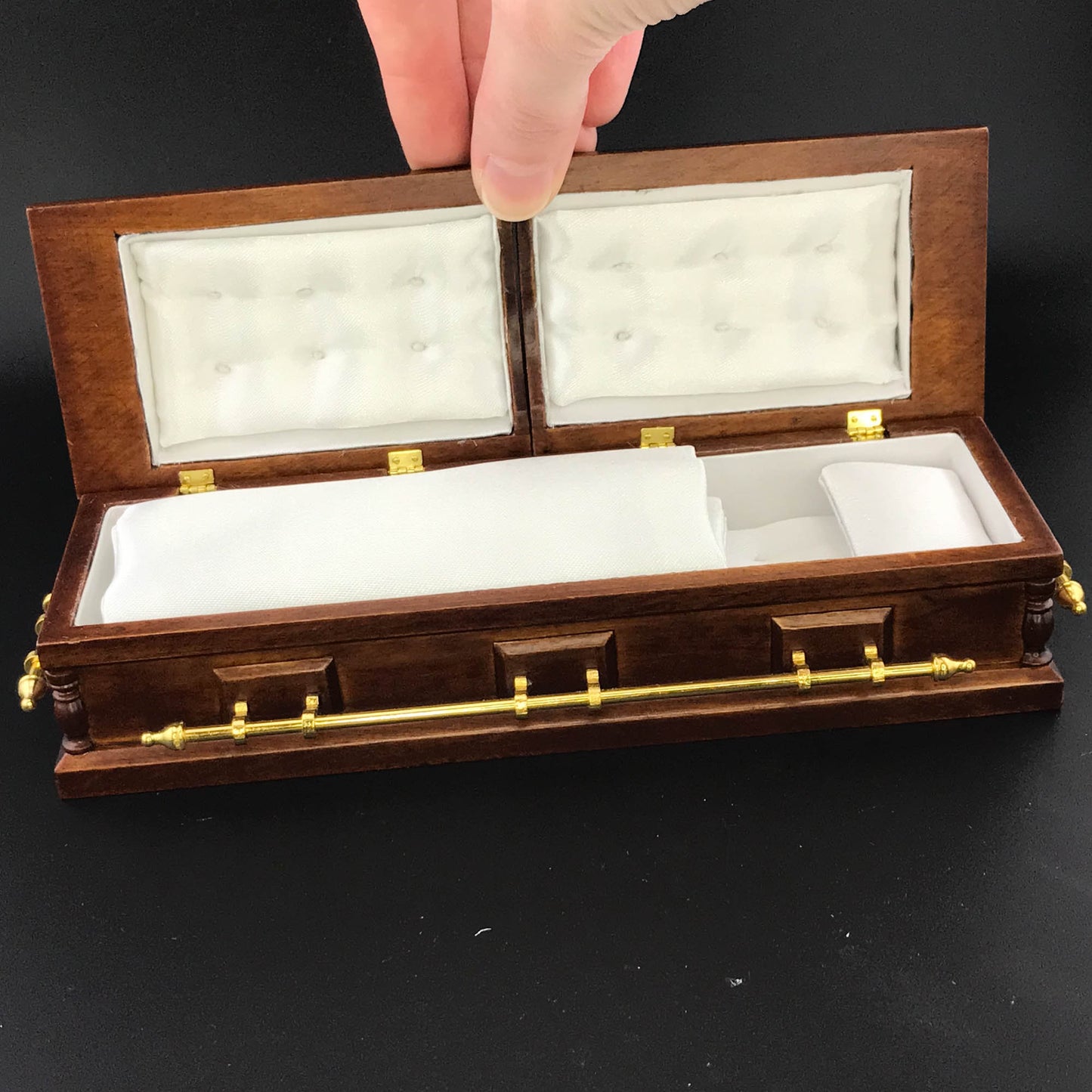 1:12 Wooden miniature coffin casket WALNUT color for dollhouse Funeral buried