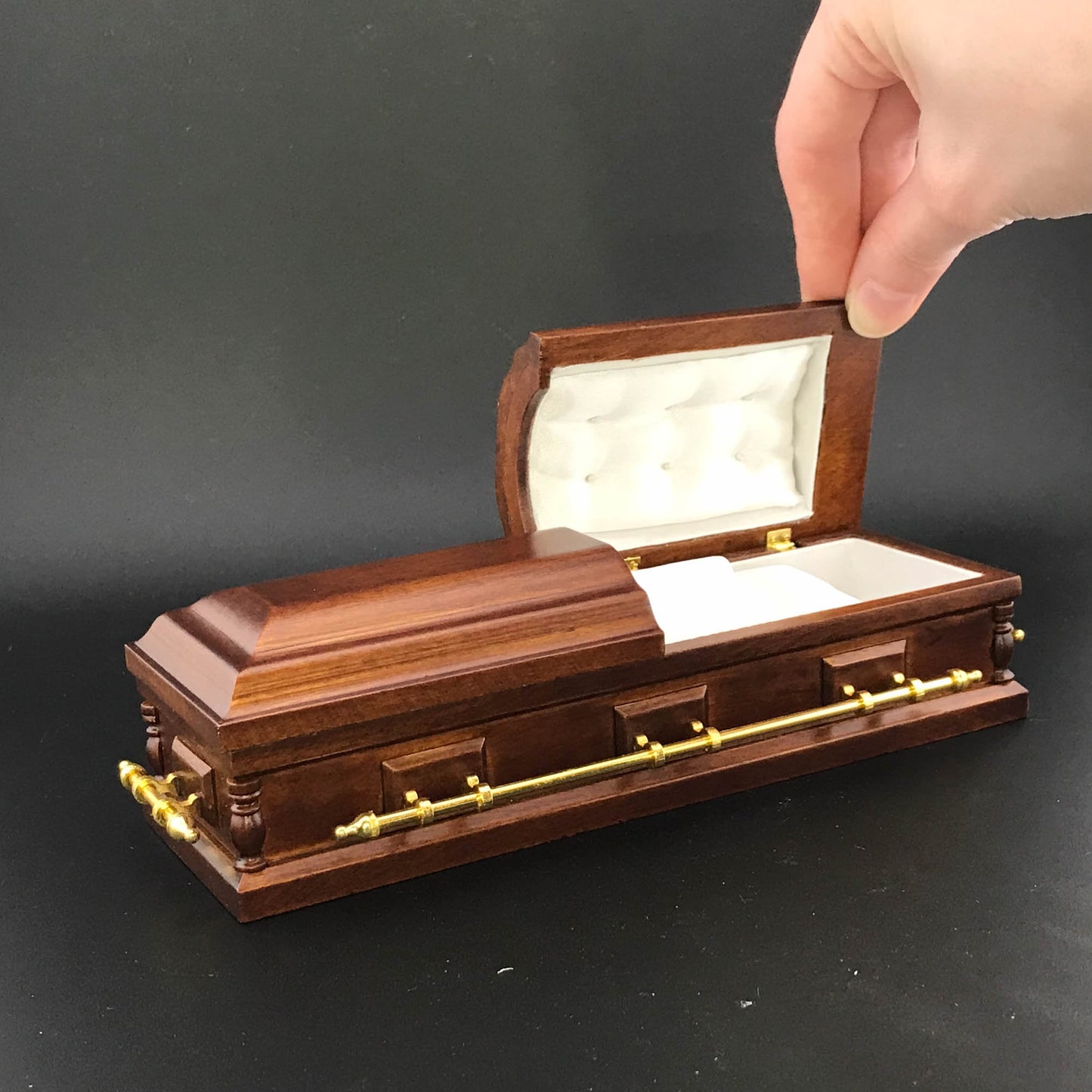 1:12 Wooden miniature coffin casket WALNUT color for dollhouse Funeral buried