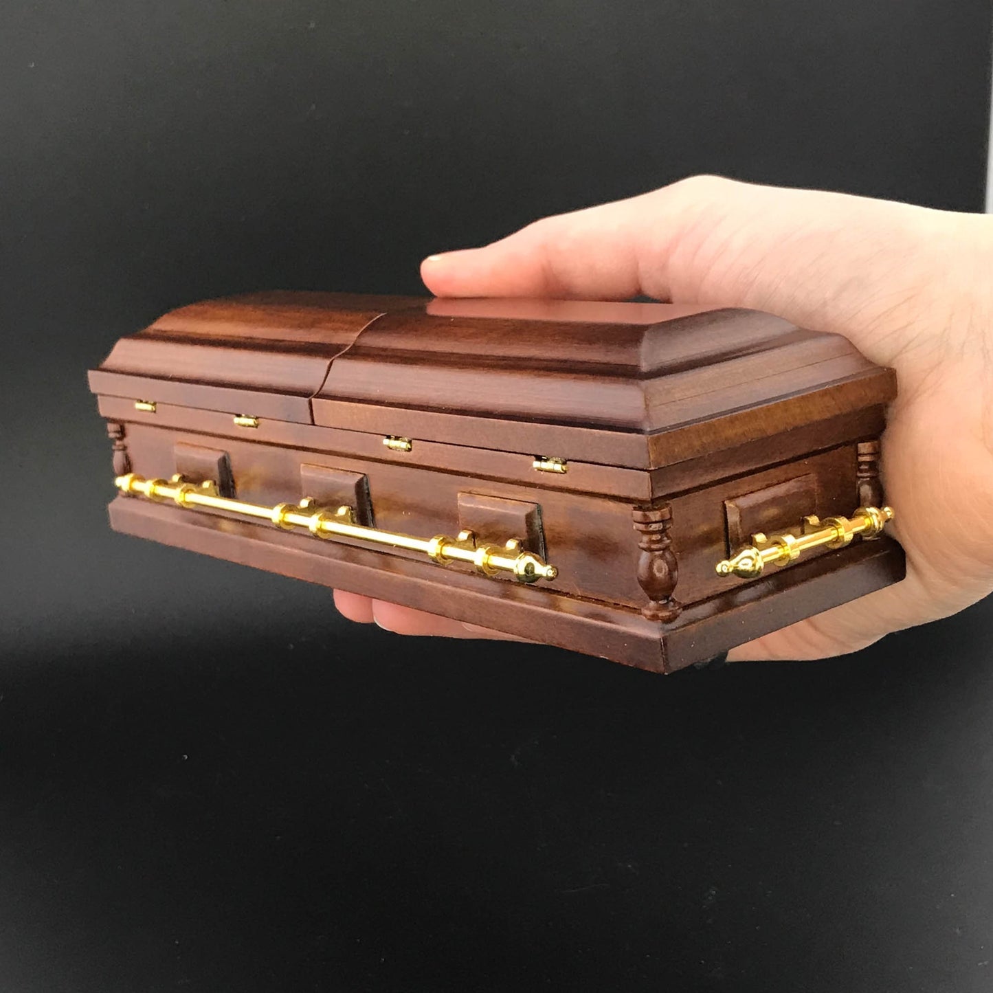 1:12 Wooden miniature coffin casket WALNUT color for dollhouse Funeral buried