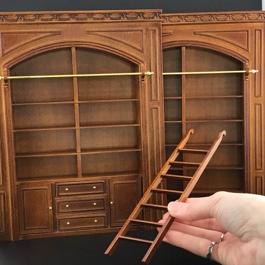 MANOR PANEL shelves shelving unit or Ladder library wall panel  WALNUT 1:12 scale dollhouse miniatures  9110 Shelf bookcase