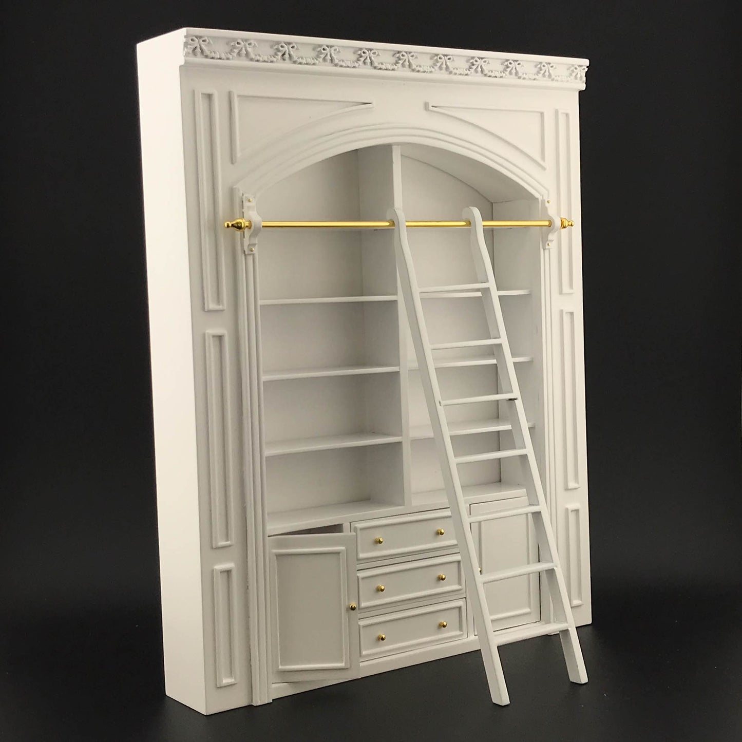 MANOR PANEL shelves shelving unit or Ladder library wall panel WHITE 1:12 scale dollhouse miniatures 9110 Shelf bookcase