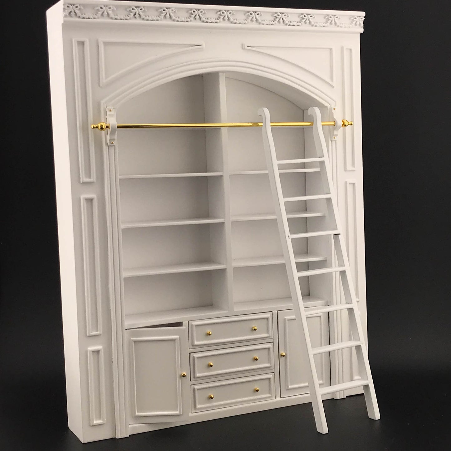 MANOR PANEL shelves shelving unit or Ladder library wall panel WHITE 1:12 scale dollhouse miniatures 9110 Shelf bookcase