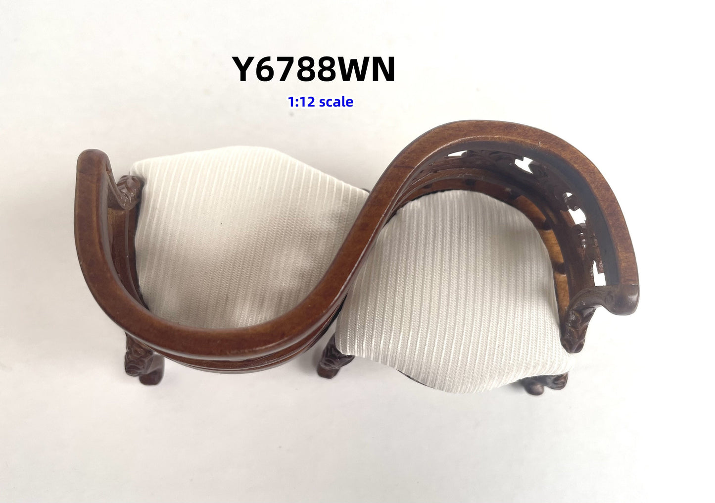 Victorian Tête-à-tête Bench Conversation courting bench, kissing bench love chair for 1:12 scale Miniature Furniture chair 6788 WN