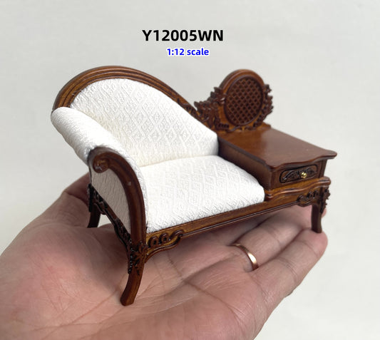 Chaise longue de salon victorienne pour meubles miniatures à l'échelle 1:12 Y12005 WN, tiroir de canapé