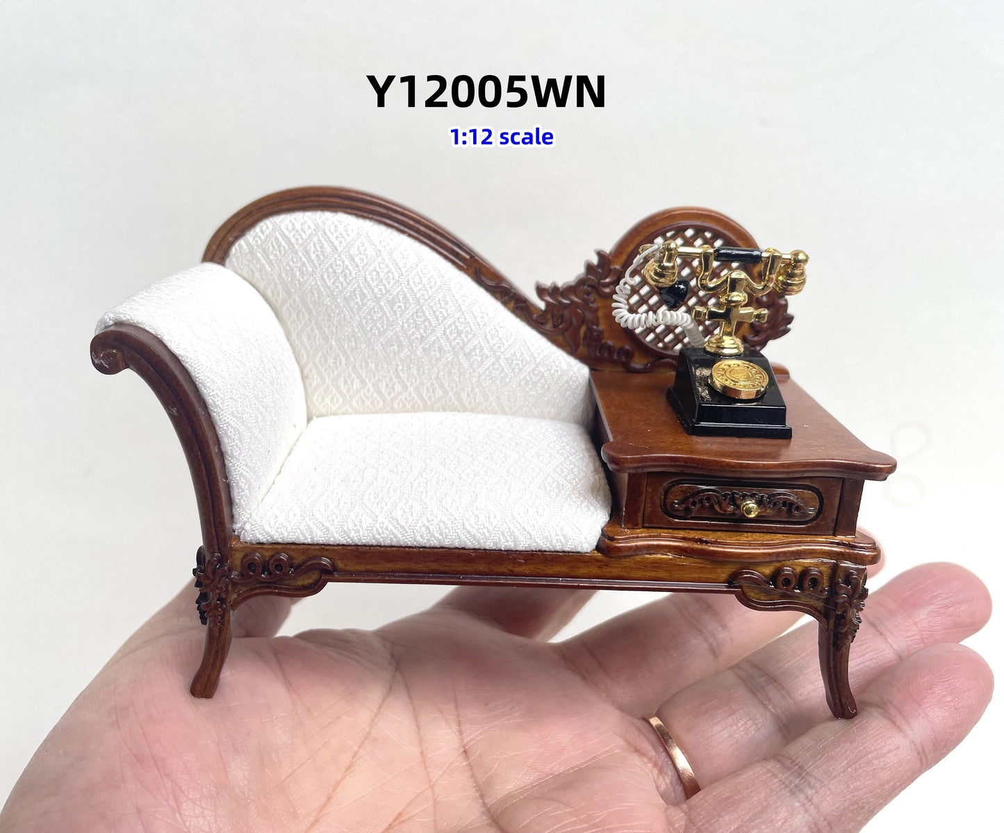 Victorian Parlor Phone Settee Chaise Lounge bench for 1:12 scale Miniature Furniture Y12005 WN chair Couch drawer