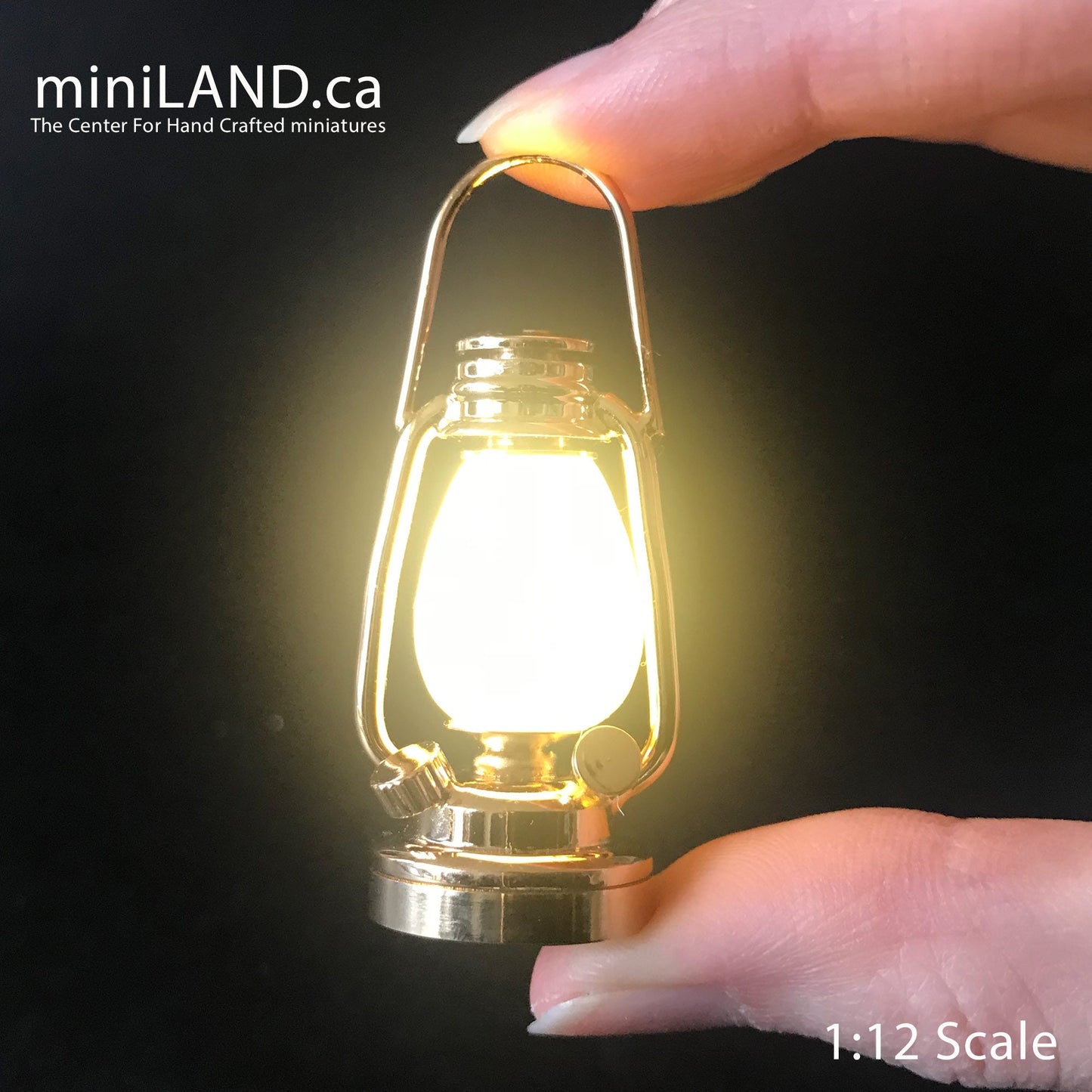 1/6 1:6 Lamp BRASS light Super Bright oil lamp Dollhouse miniature lantern battery operated LED