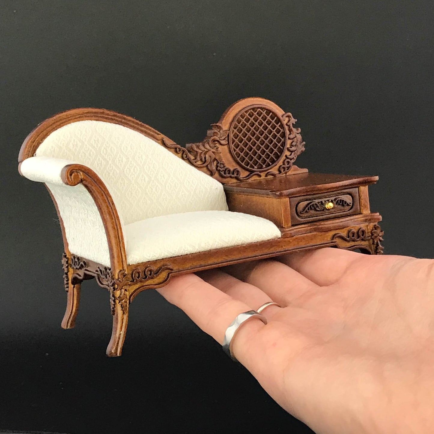 Victorian Parlor Phone Settee Chaise Lounge bench for 1:12 scale Miniature Furniture Y12005 WN chair Couch drawer