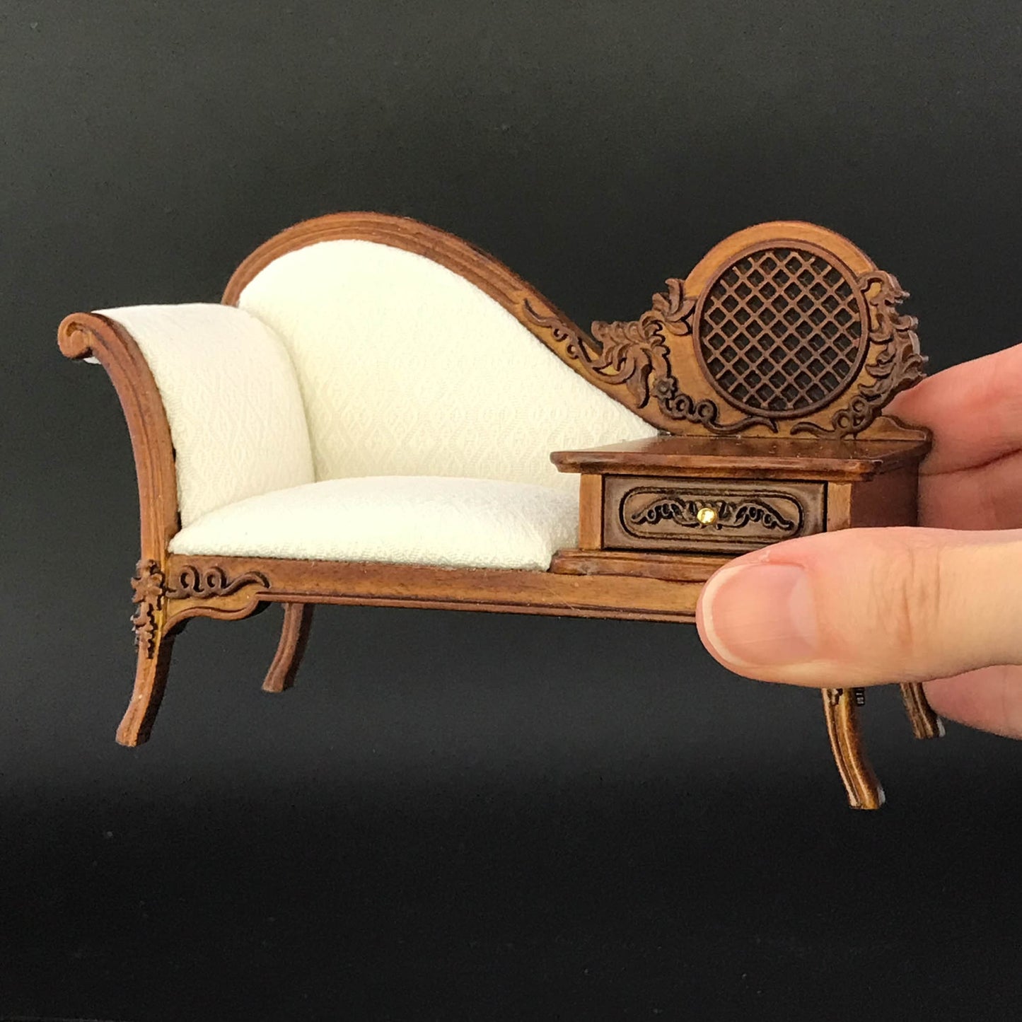 Victorian Parlor Phone Settee Chaise Lounge bench for 1:12 scale Miniature Furniture Y12005 WN chair Couch drawer